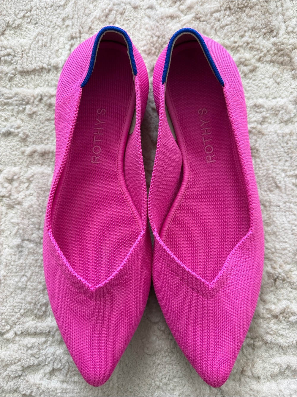 Rothy's Pointed Ballet Flats in Bright Pink